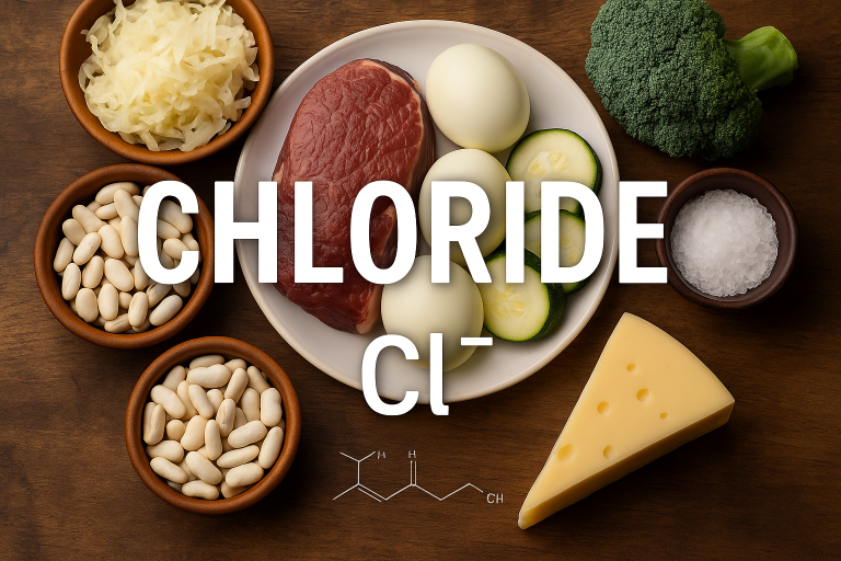 Voedingsmiddelen rijk aan chloride, zoals zeezout, olijven, tomaten en selderij – belangrijk voor vochtbalans en spijsvertering.