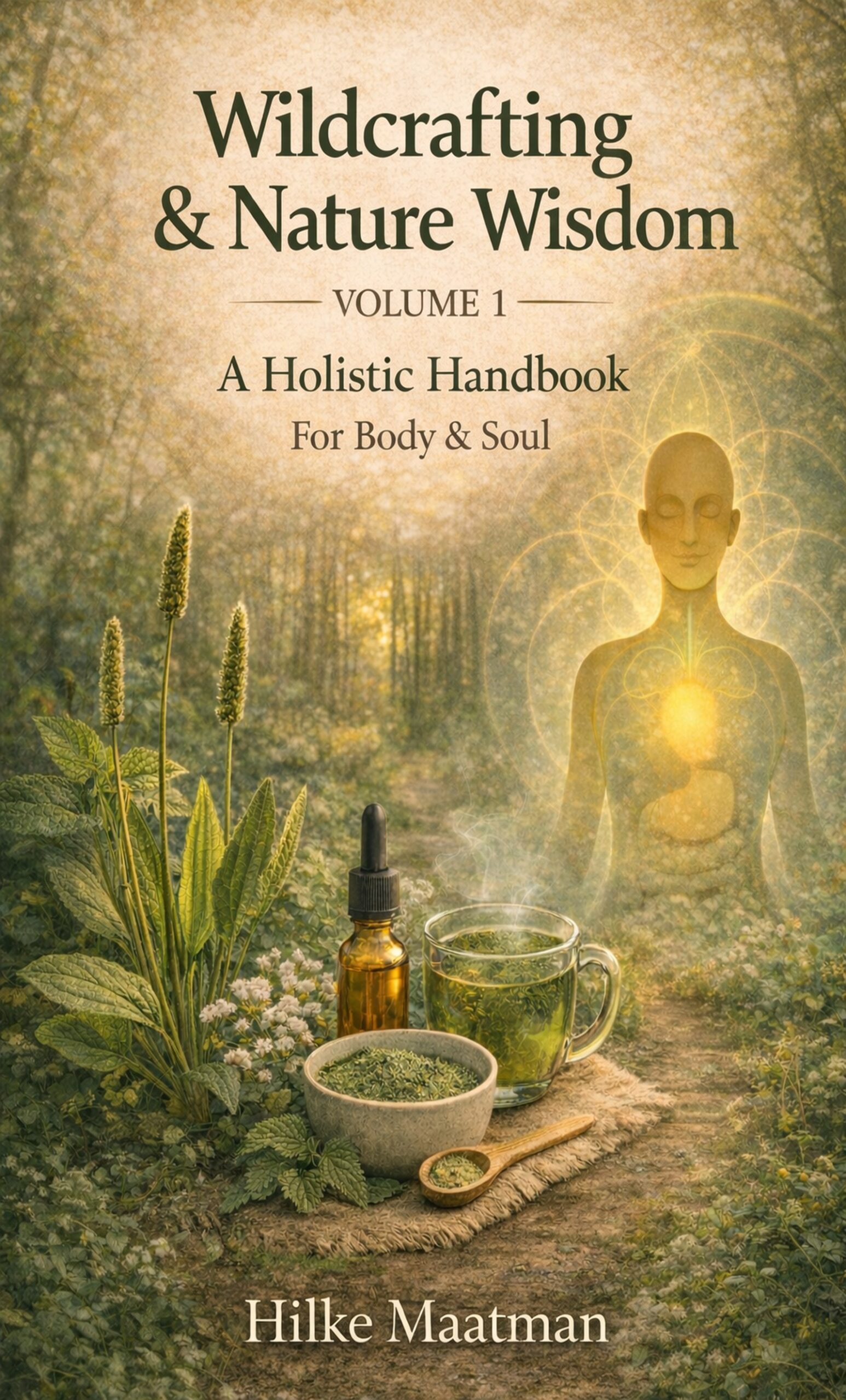 Wildplukken en natuurwijsheid boek cover met kruiden en bos sfeer