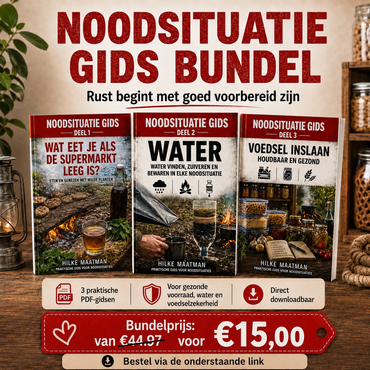Noodsituatie Gids bundel deel 1 2 en 3 PDF bundel noodvoorraad water voedsel Hilke Maatman